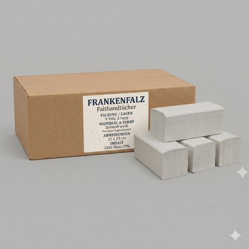Falthandtücher, V-Falz, 1-lagig, 25x23cm, Recycling, 5000 Blatt