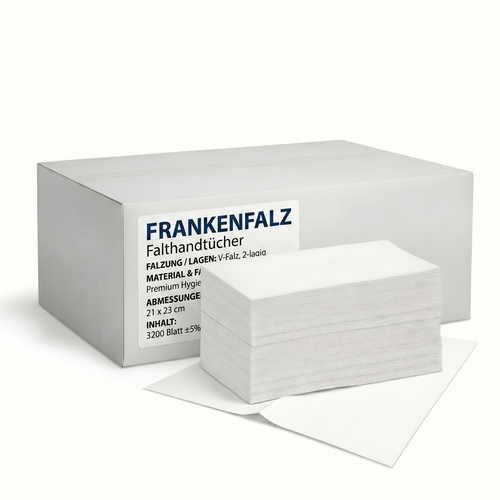 Falthandtücher, V-Falz, 2-lagig, 22x23cm, Zellstoff, 3200 Blatt